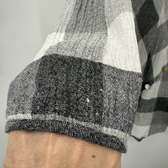 Habitat Clothes To Live In Tunic Large Asymmetrical Bufflalo Plaid Linen Blend - Picture 5 of 13